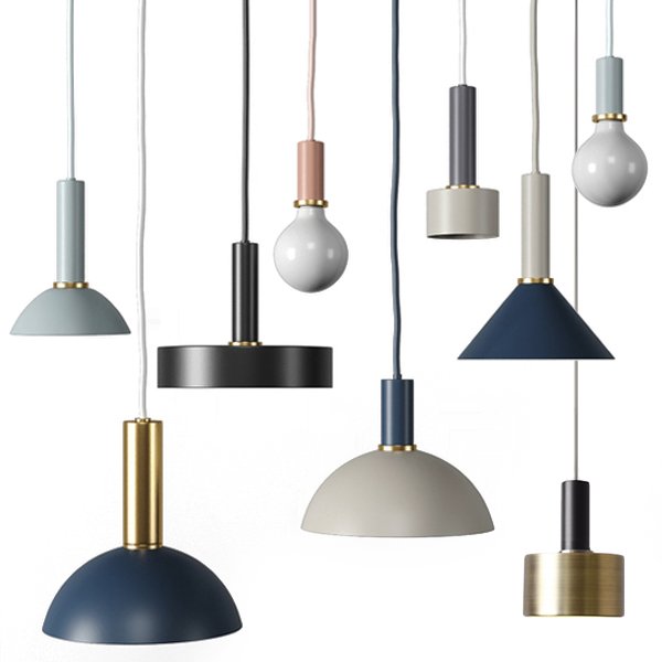 Подвесной светильник Ferm Living Socket Pendant High  Черный Латунь Голубой пастельный Темно-синий Белый Дымчатая Роза в Саратове | Loft Concept 