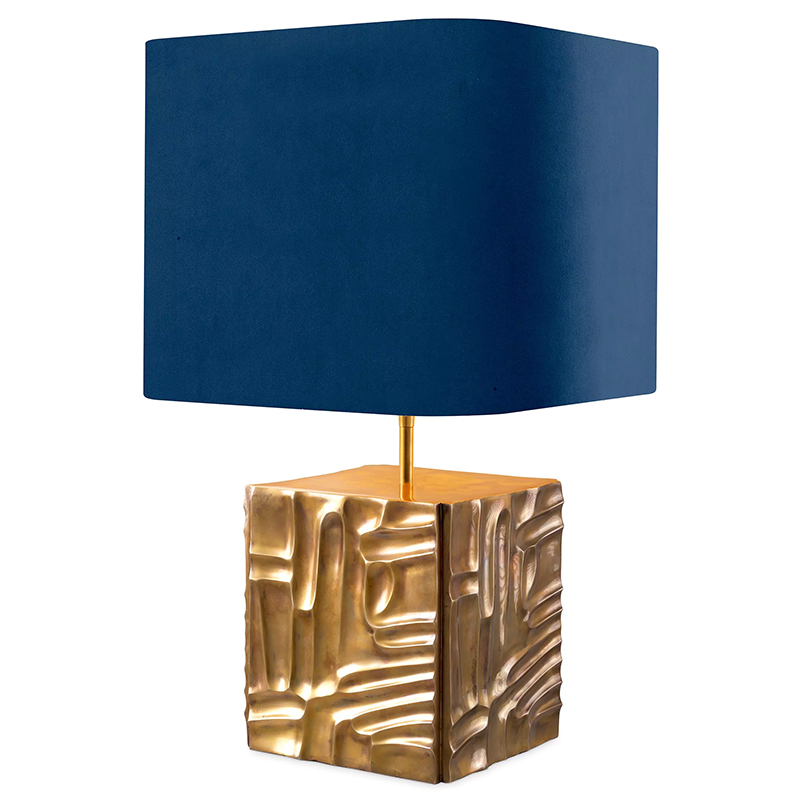 Настольная лампа Eichholtz Table Lamp Oregon Blue Velvet Синий Латунь в Саратове | Loft Concept 