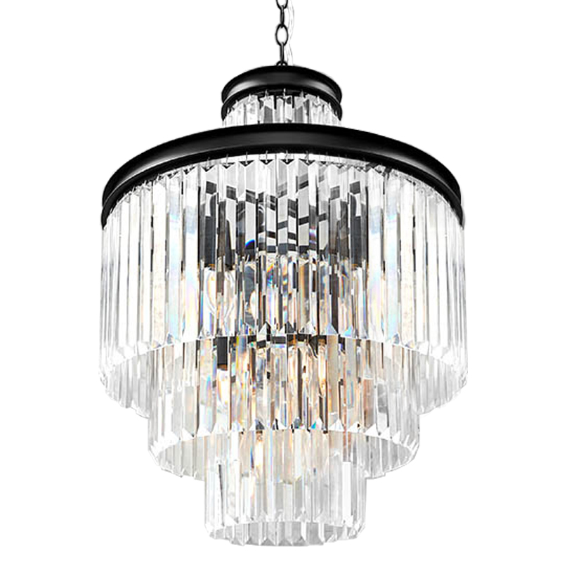 Люстра RH Odeon Chandelier Four Black 50 Прозрачное Стекло Черный в Саратове | Loft Concept 