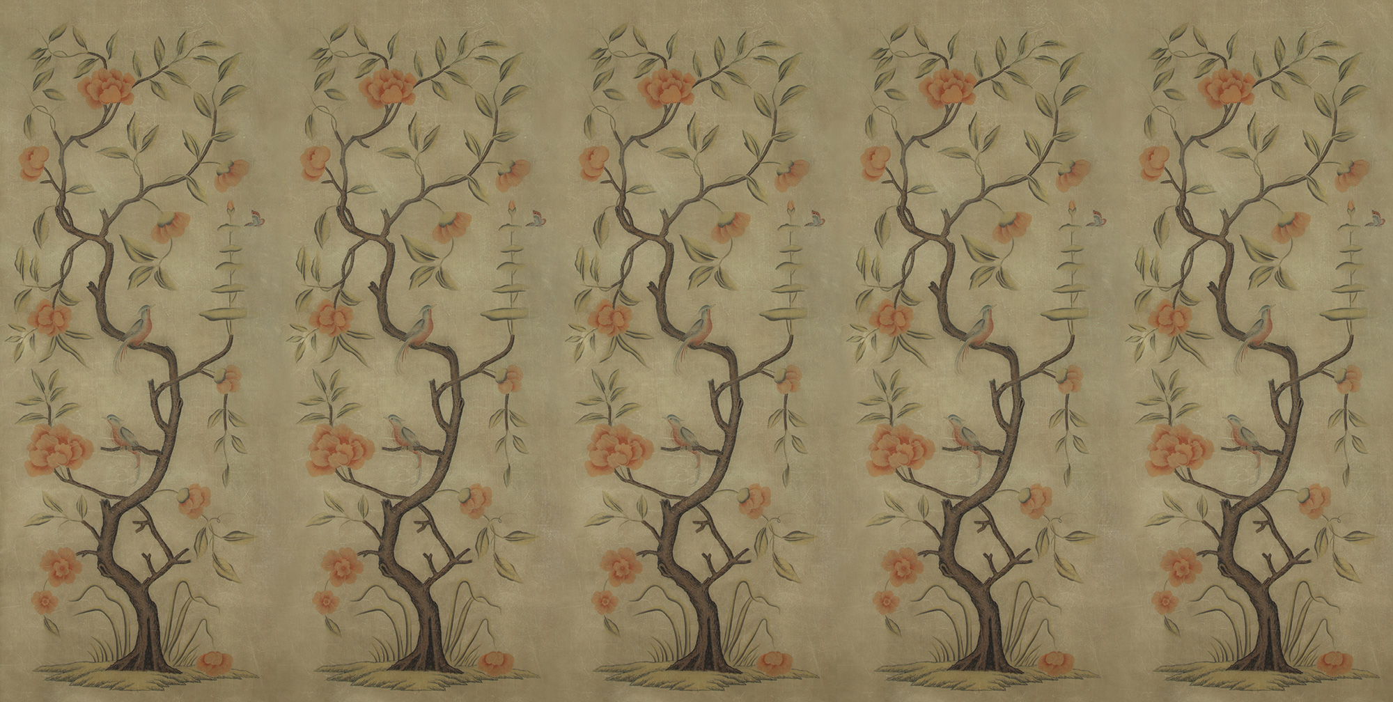 Обои ручная роспись Gustavian Tree of Life Special Colourway on brown Williamsburg Обои ручная роспись Gustavian Tree of Life Special Colourway on brown Williamsburg - постер Loft-Concept в Саратове