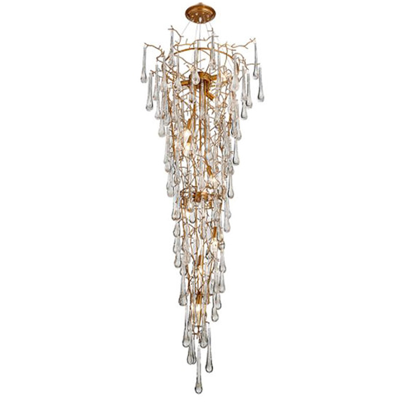 Люстра Waterfall Chandelier Crystal Drops Золотой Прозрачный в Саратове | Loft Concept 