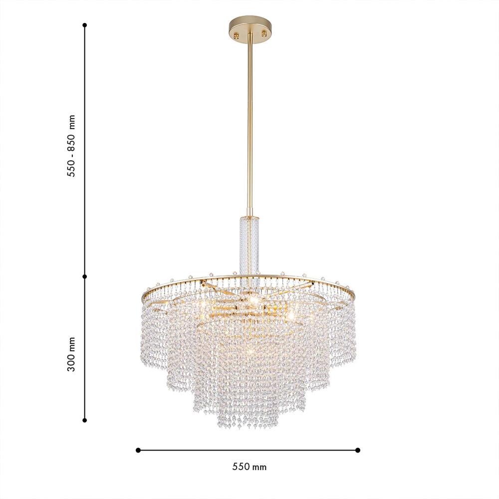 Люстра многоярусная с каскадами кристаллов Crystal Rains в Саратове