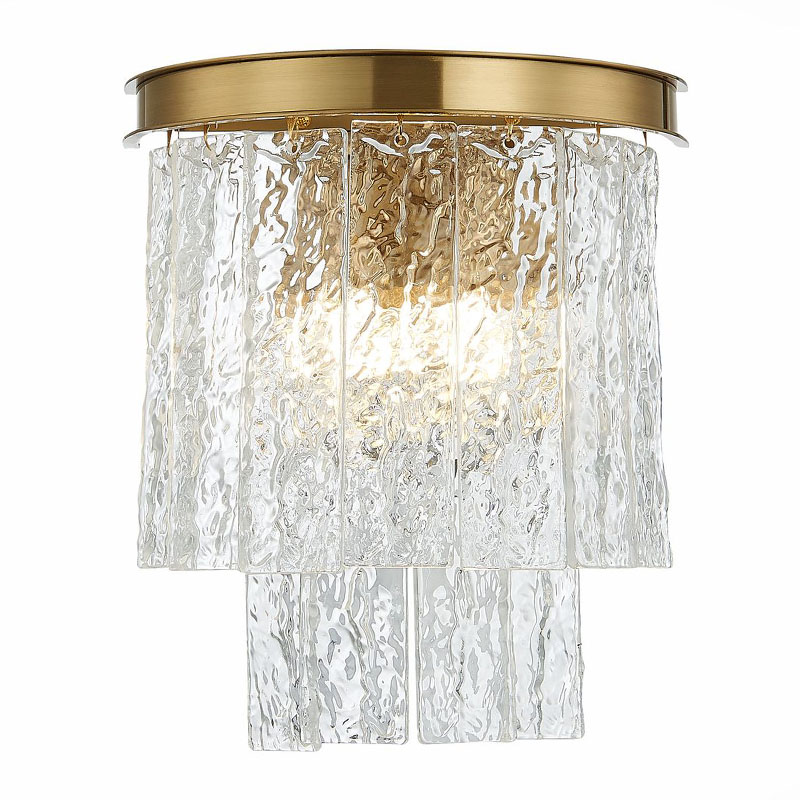 Бра Renea Textured Glass Wall Lamp Brass Латунь Прозрачное Стекло в Саратове | Loft Concept 