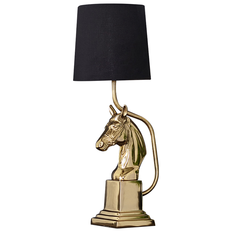 Настольная лампа с абажуром Lampshade Horse Sculpture Gold Черный Глянцевое золото в Саратове | Loft Concept 