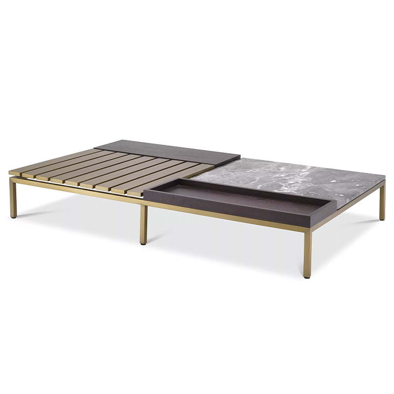 Кофейный стол Eichholtz Coffee Table Forma Латунь Серый Коричневый в Саратове | Loft Concept 