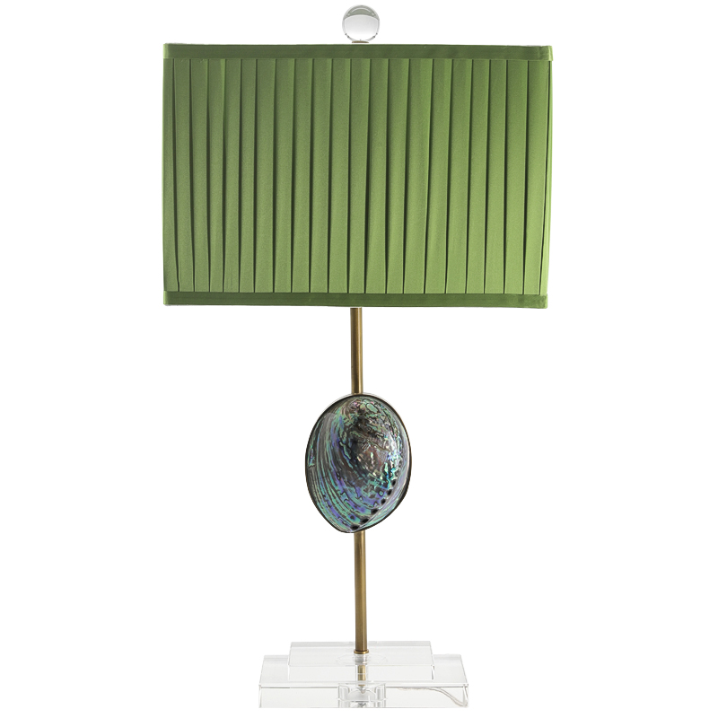 Настольная лампа с абажуром Green Semiprecious Stone Table Lamp Зеленый Прозрачное Стекло Латунь Перламутровый в Саратове | Loft Concept 