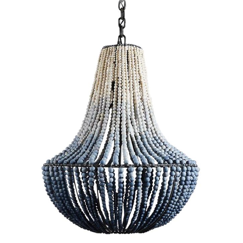 Люстра каплевидной формы украшенная круглыми бусинами Gradient Chandelier Blue White Белый Серо-голубой Синий Люстра каплевидной формы украшенная круглыми бусинами Gradient Chandelier Blue White Белый Серо-голубой Синий в Саратове | Loft Concept