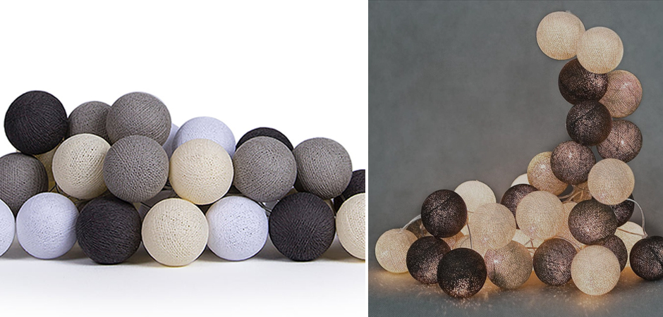 Гирлянда хлопковые фонарики Сotton Ball Taupe - Loft-Concept в Саратове