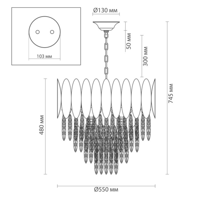 Люстра KEBO KING CHANDELIER four cascades D 55 в Саратове