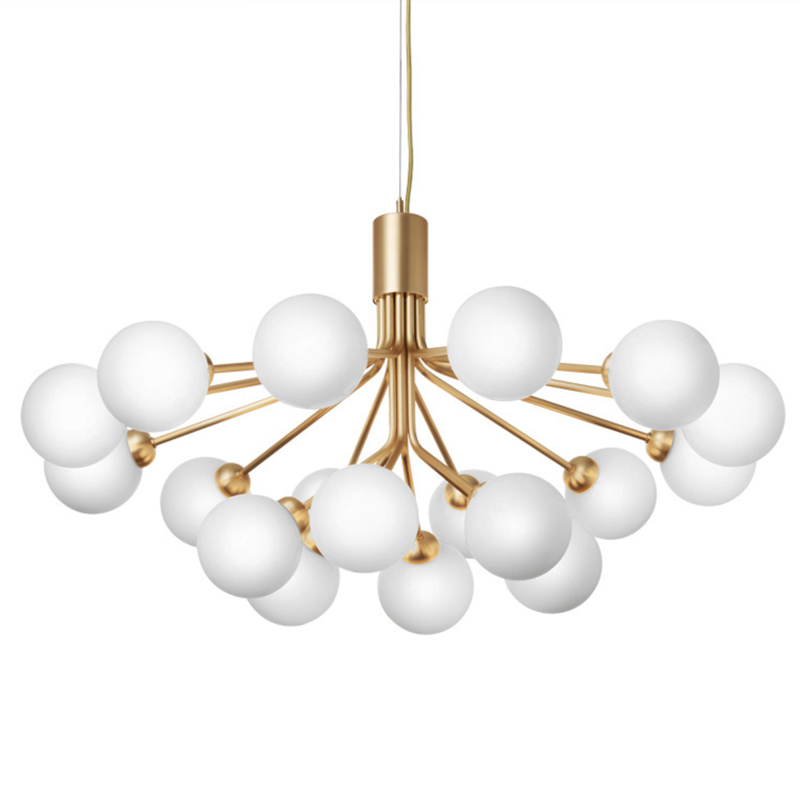 Люстра Berries Chandelier White Balloons Gold 18 Золотой Белое матовое стекло в Саратове | Loft Concept 