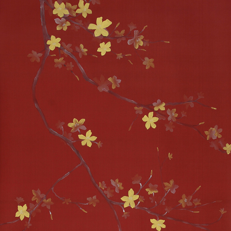 Обои ручная роспись Cherry Tree Special Colourway on Scarlet Lady dyed silk Обои ручная роспись Cherry Tree Special Colourway on Scarlet Lady dyed silk в Саратове | Loft Concept