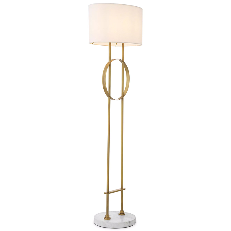 Торшер Eichholtz Floor Lamp Kaiser Латунь Белый Мрамор Bianco Белый в Саратове | Loft Concept 