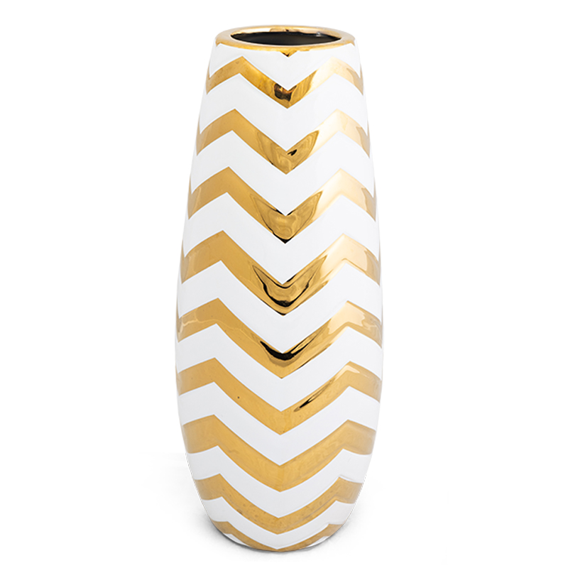 Ваза Gold chevron Vase Белый Глянцевое золото в Саратове | Loft Concept 