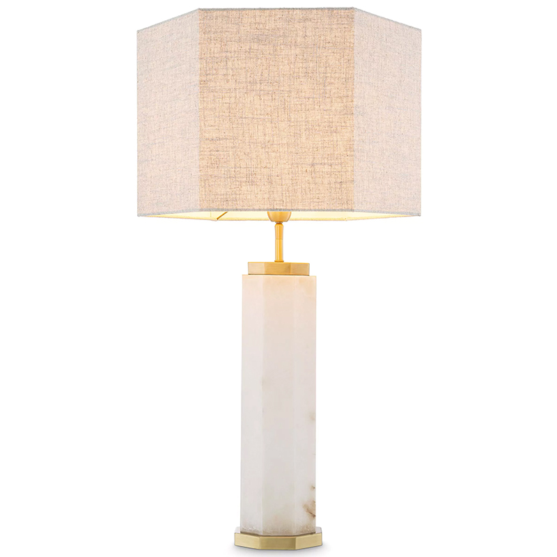 Настольная лампа Eichholtz Table Lamp Newman Alabaster Латунь Серый Белый в Саратове | Loft Concept 