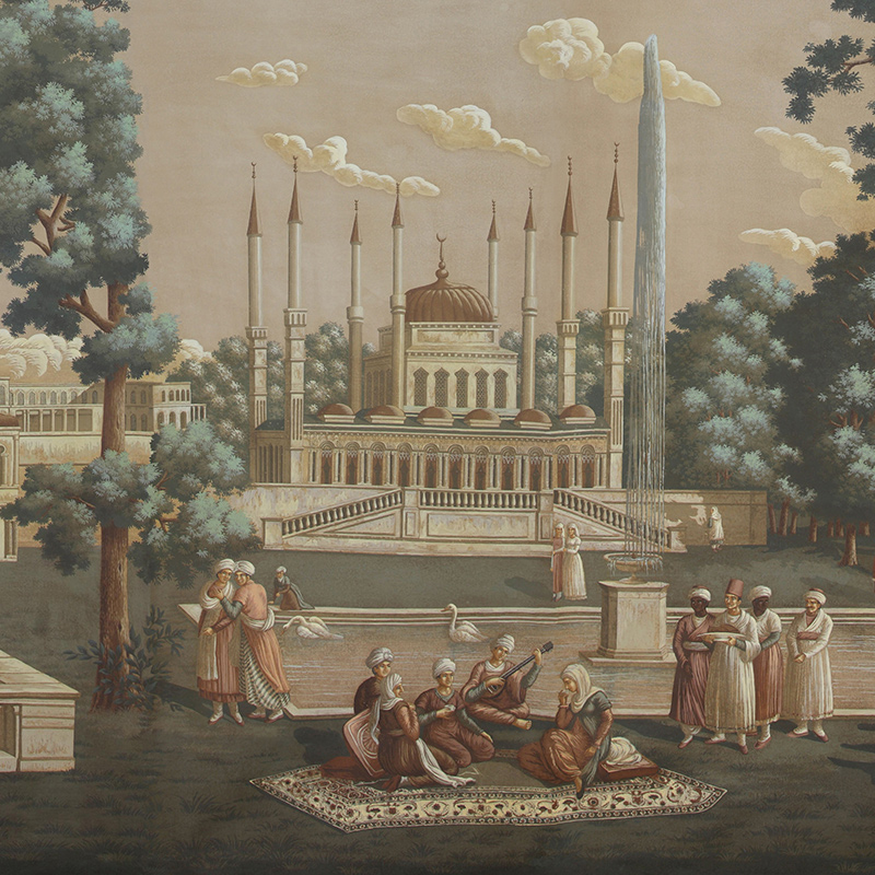 Обои ручная роспись Rives du Bosphore Special Colourway on antique scenic Xuan paper  в Саратове | Loft Concept 