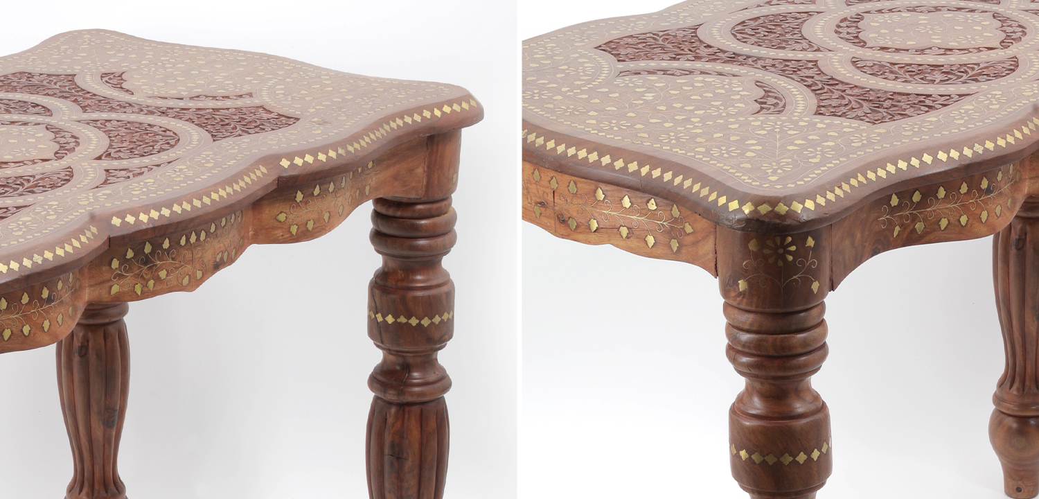 Кофейный стол из дерева с инкрустацией Wooden Bone Inlay Coffee Table - фото