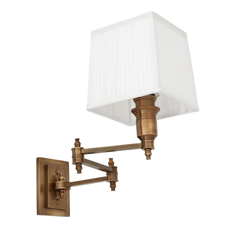 Бра Wall Lamp Lexington Swing Brass+White Латунь Античная полированная Белый в Саратове | Loft Concept 