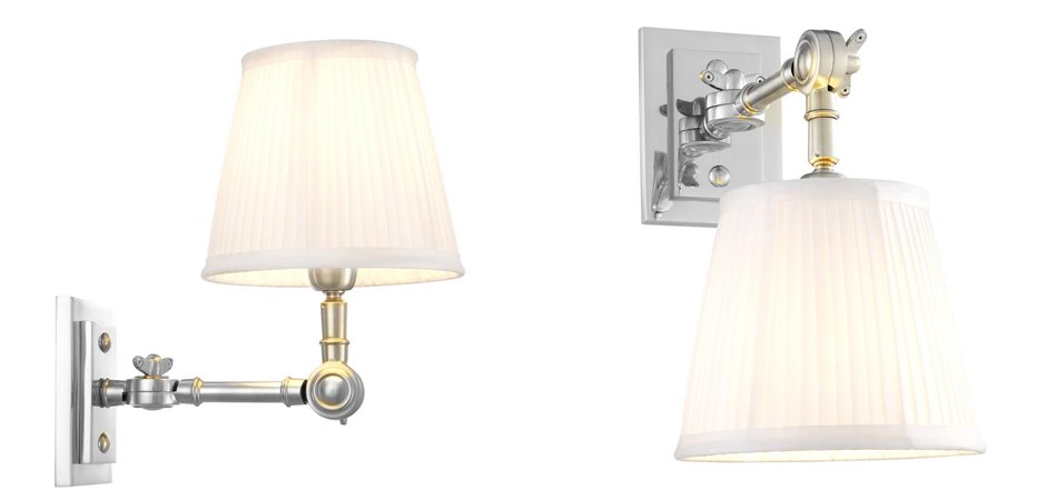 Бра Wall Lamp Wentworth Single Nickel+White Бра Wall Lamp Wentworth Single Nickel+White - Loft-Concept в Саратове