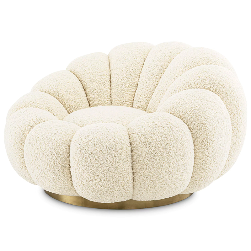 Кресло Eichholtz Swivel Chair Mello Faux Shearling Молочный Латунь в Саратове | Loft Concept 