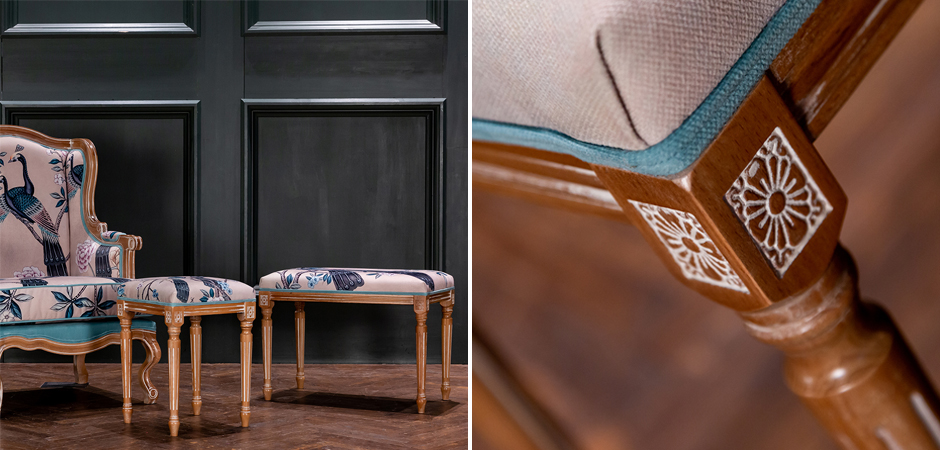 Банкетка с синими павлинами Emperor