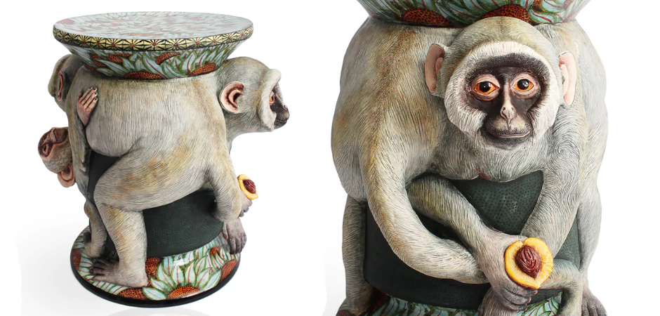 Табурет Обезьяна с фруктом ручная работа Monkey Side Table Табурет Обезьяна с фруктом ручная работа Monkey Side Table - Loft-Concept в Саратове
