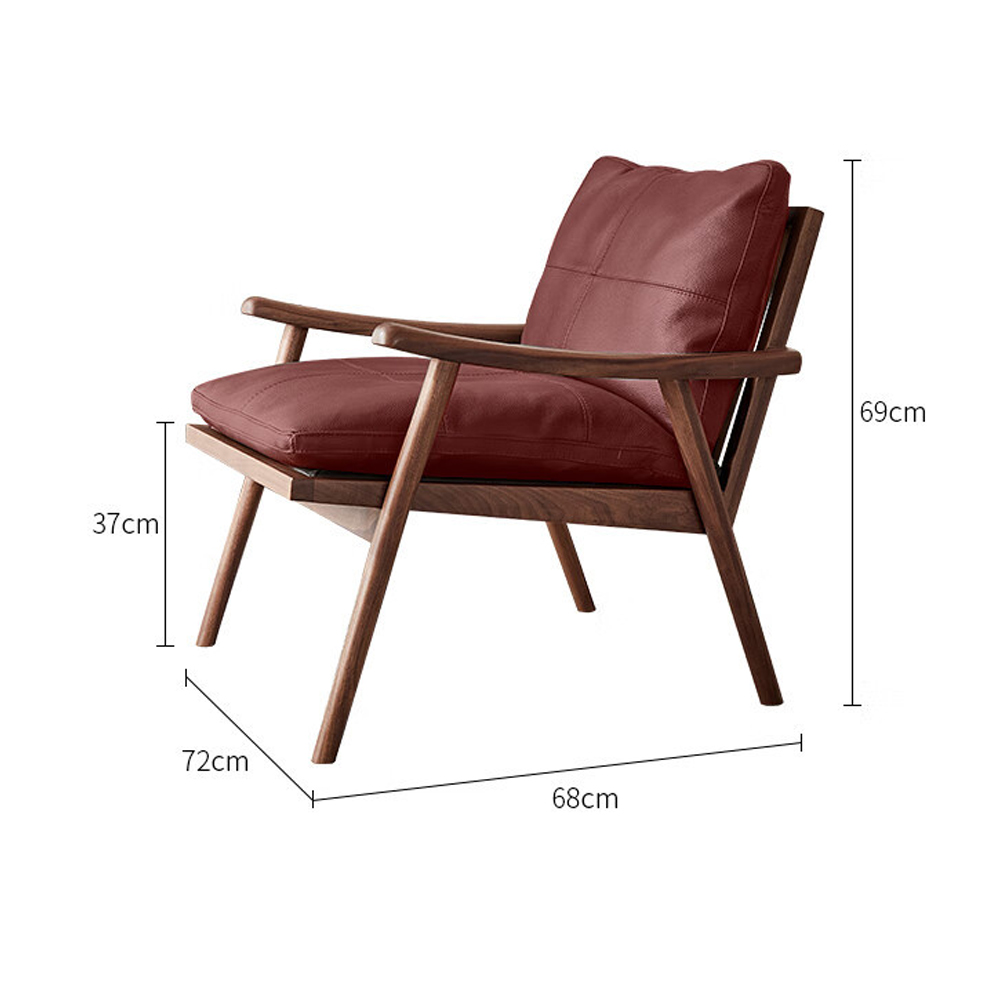 Кресло c каркасом из массива дерева и мягкой кожаной обивкой Walnut Armchair в Саратове