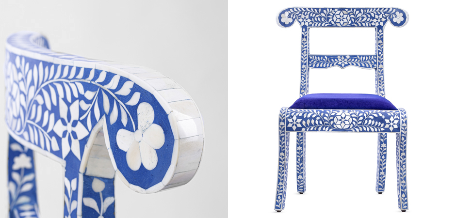 Стул инкрустация костью Bone Inlay Chairs синий Стул инкрустация костью Bone Inlay Chairs синий - Loft-Concept в Саратове