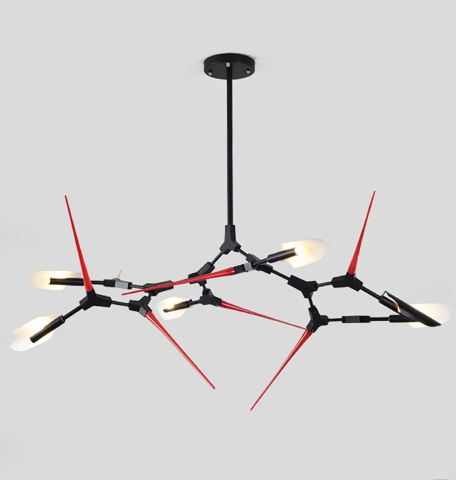 Люстра Red Spikes Chandelier 6 Черный Красный в Саратове | Loft Concept 