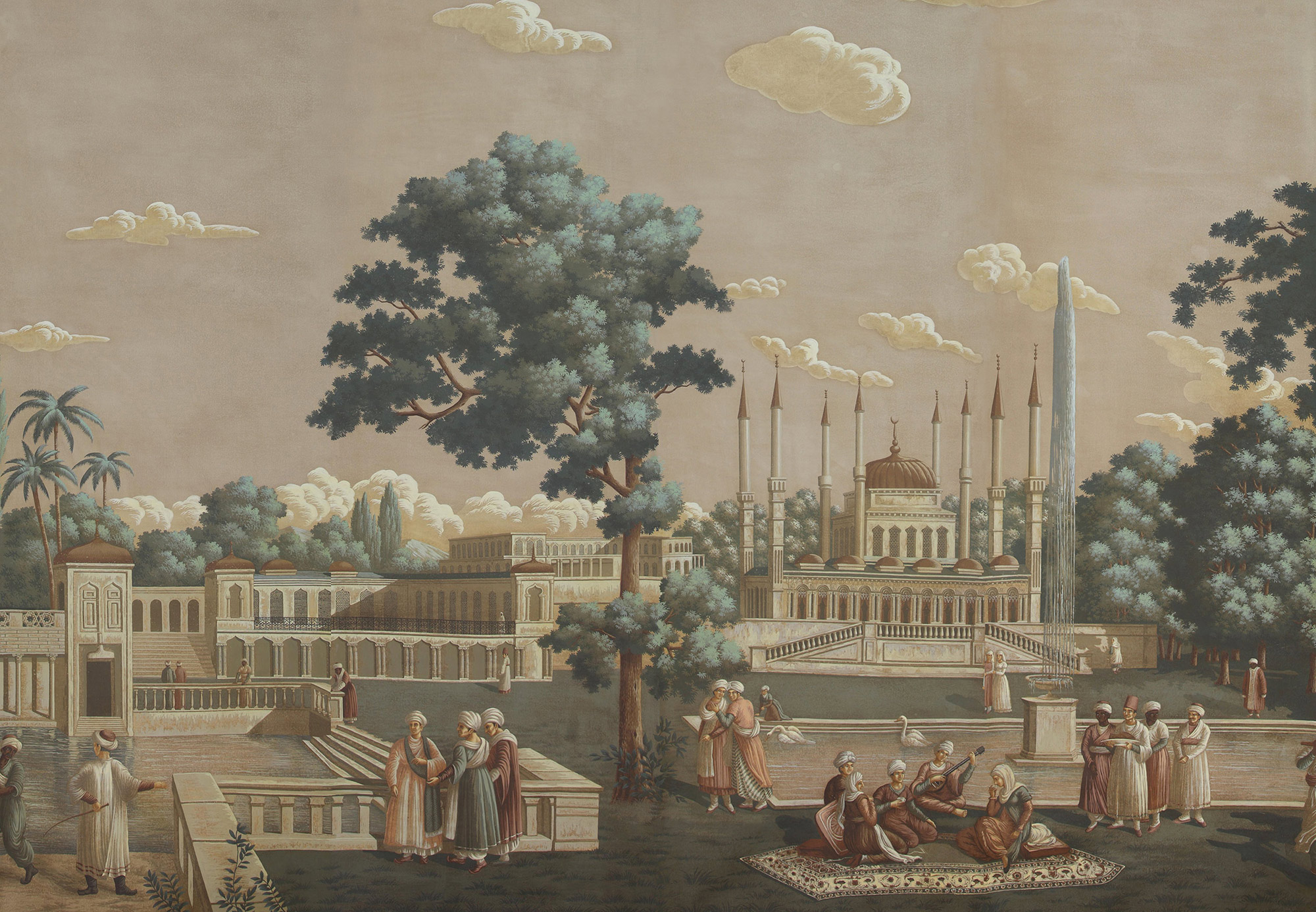 Обои ручная роспись Rives du Bosphore Special Colourway on antique scenic Xuan paper Обои ручная роспись Rives du Bosphore Special Colourway on antique scenic Xuan paper - постер Loft-Concept в Саратове