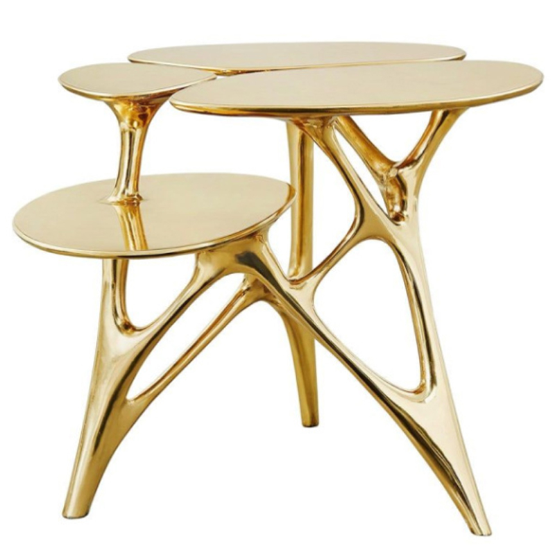 Дизайнерский приставной столик Lotus Small Side Table or End Table Brass by Zhipeng Tan Золотой в Саратове | Loft Concept 