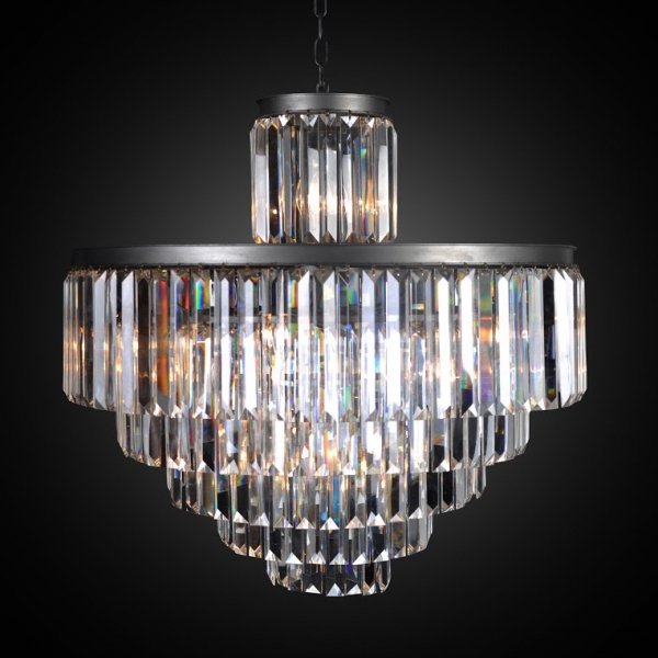 Люстра RH 1920s Odeon Clear Glass Fringe Chandelier - 6 rings Черный в Саратове | Loft Concept 