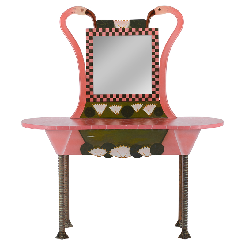 Трельяж Flamingos and Lotus Dressing Table Розовый Латунь в Саратове | Loft Concept 