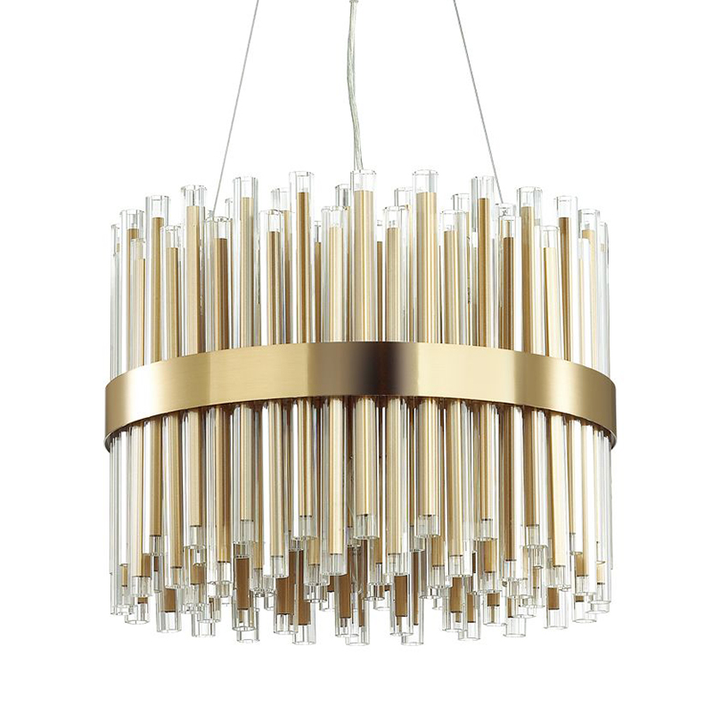 Люстра Gladwin Round Glass Tubes Chandelier Золотой Прозрачный в Саратове | Loft Concept 