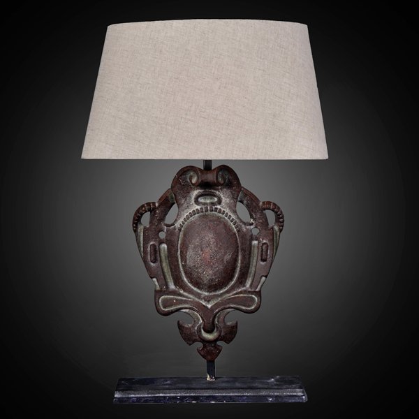 Настольная лампа RH Parisian Iron Shield Table Lamp Коричневый в Саратове | Loft Concept 