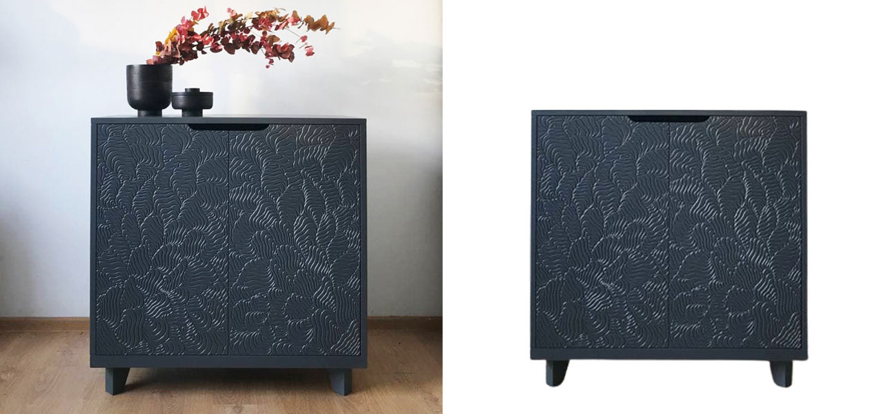 Комод черный с орнаментом Fern Brian - фото