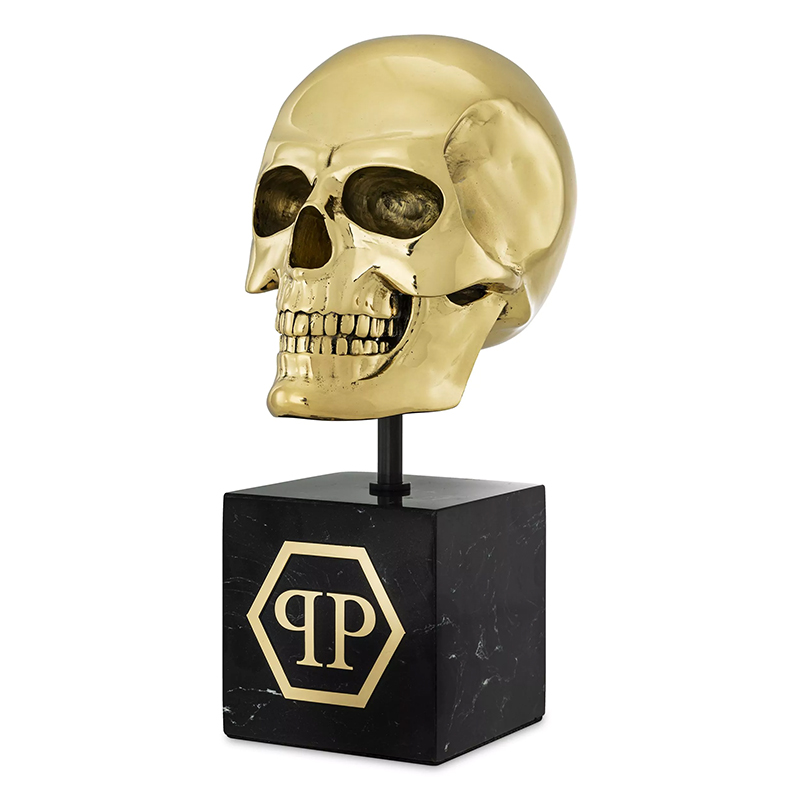 Статуэтка Philipp Plein Gold Skull L Черный Золотой в Саратове | Loft Concept 