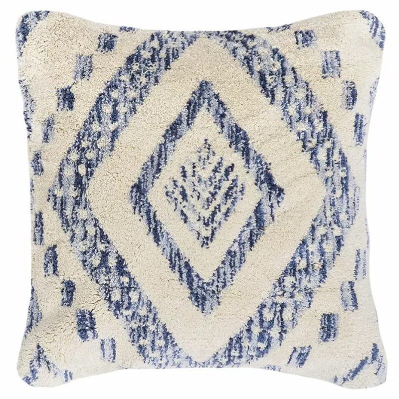 Чехол на подушку с узором в этно-стиле Blue Ikat Синий Бежевый Чехол на подушку с узором в этно-стиле Blue Ikat Синий Бежевый в Саратове | Loft Concept