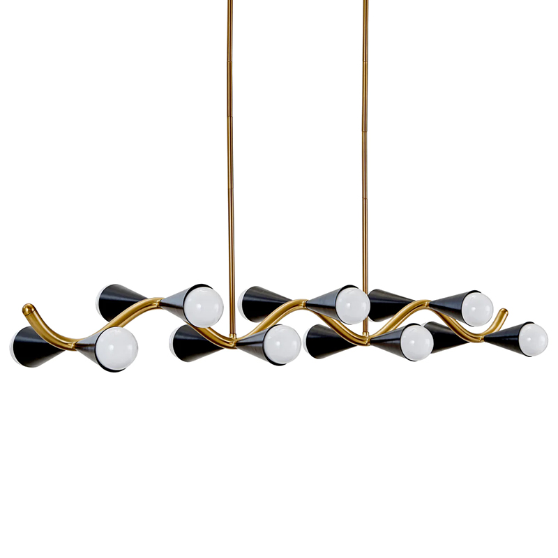 Линейная люстра Jonathan Adler CARACAS WAVE CHANDELIER Латунь Черный Линейная люстра Jonathan Adler CARACAS WAVE CHANDELIER Латунь Черный в Саратове | Loft Concept
