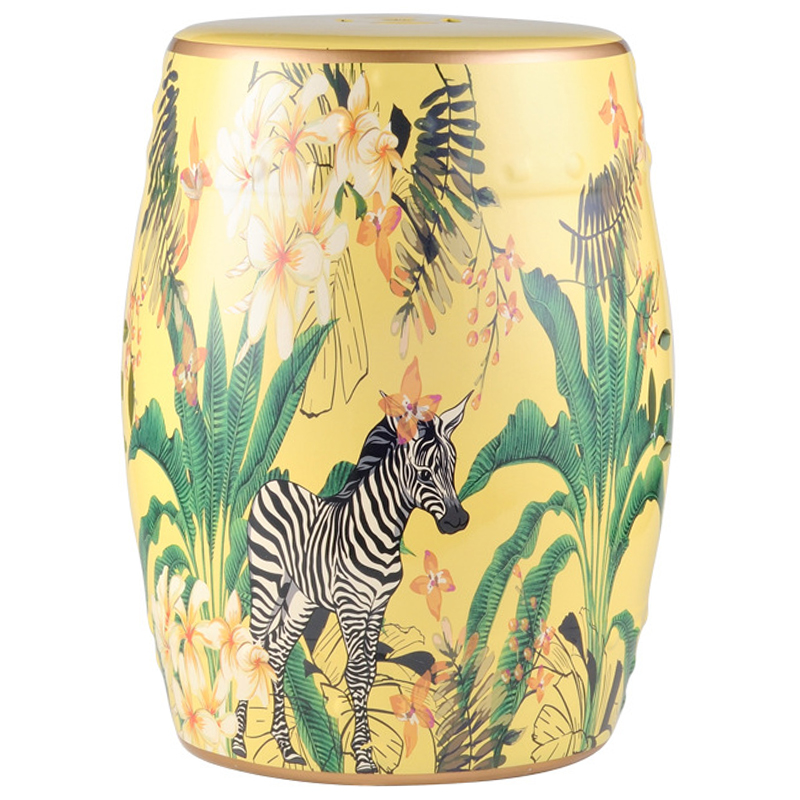 Керамический табурет Zebra Tropical Animal Ceramic Stool Yellow Желтый Черно-белый Зеленый Керамический табурет Zebra Tropical Animal Ceramic Stool Yellow Желтый Черно-белый Зеленый в Саратове | Loft Concept