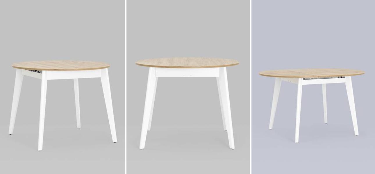 Стол обеденный раздвижной Rhiannon столешница светлое дерево - фото