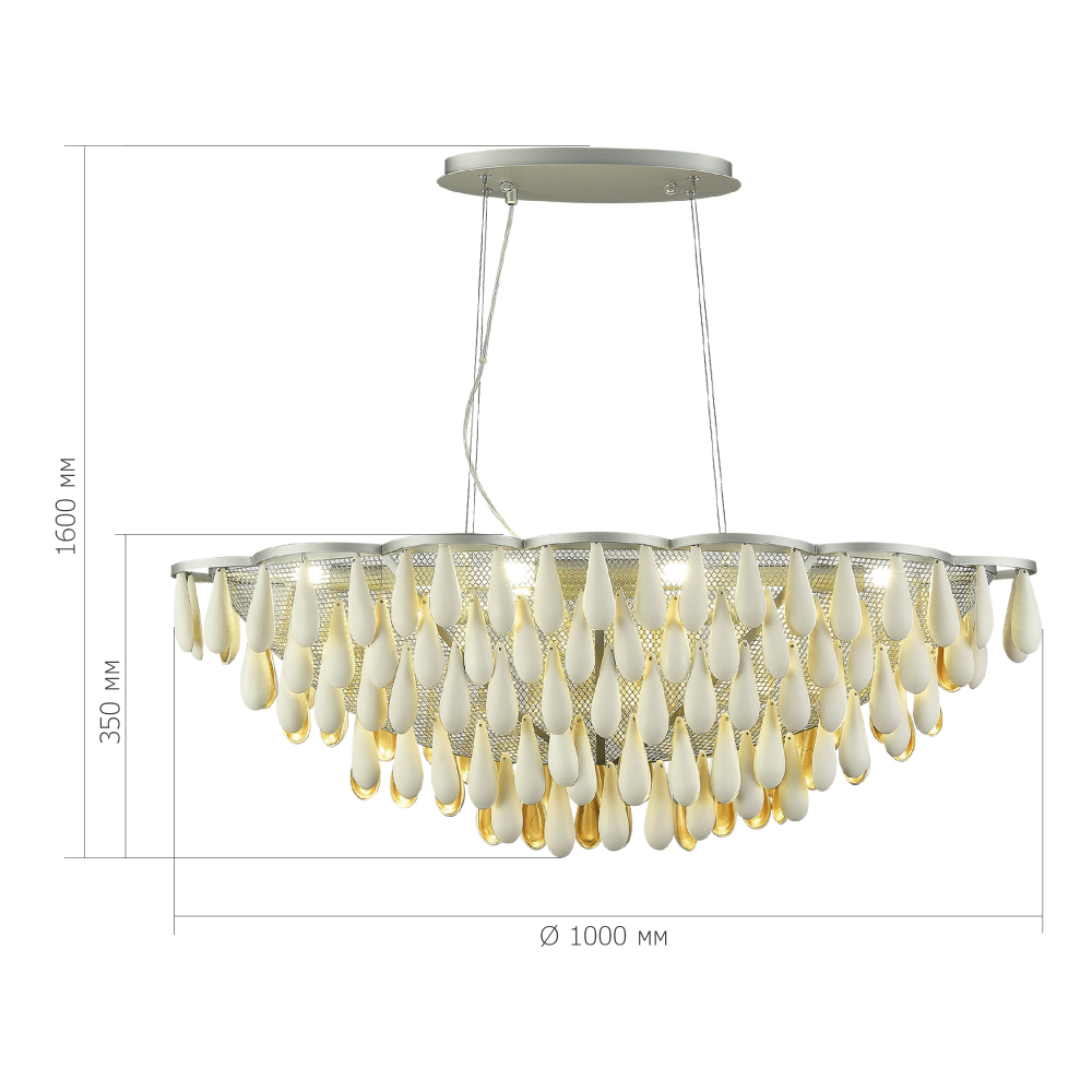 Люстра с подвесками в форме капель на серебристом каркасе Raindrop в Саратове