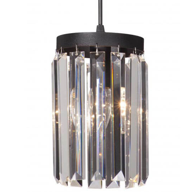 Светильник ODEON CLEAR GLASS Pendant lamp Прозрачное Стекло D 12 Черный матовый Прозрачное Стекло в Саратове | Loft Concept 