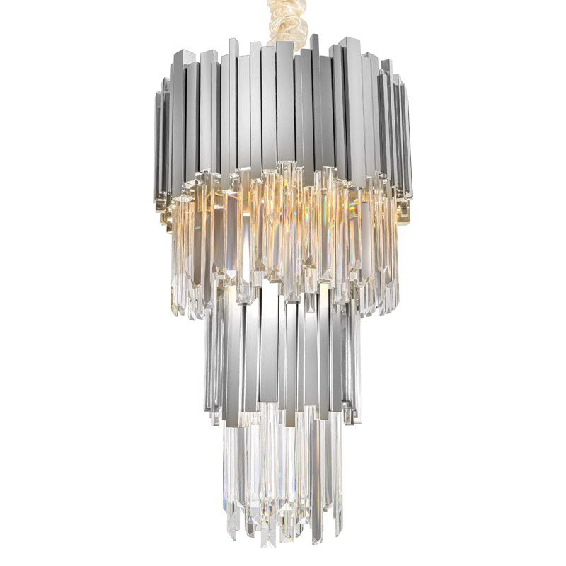 Люстра многоярусная Luxxu Modern Cascade Chandelier Silver Metal Glass 35 Прозрачное Стекло Серебряный в Саратове | Loft Concept 