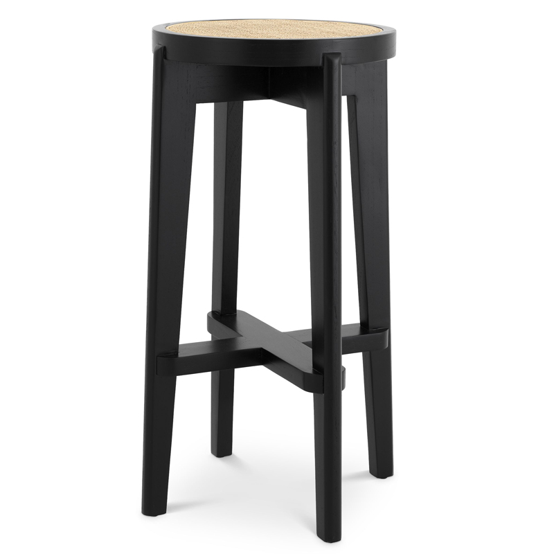 Барный стул Eichholtz Bar Stool Dareau black Бежевый Черный в Саратове | Loft Concept 