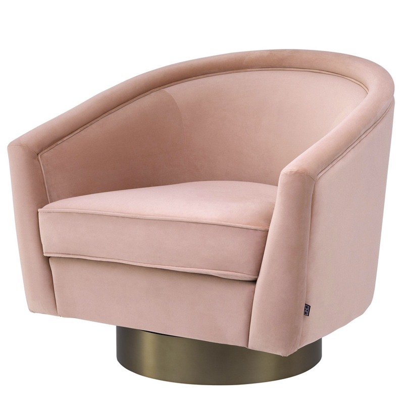 Кресло Eichholtz Swivel Chair Catene nude Розовый пастельный матовое золото в Саратове | Loft Concept 