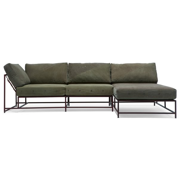 Угловой диван Olive Military Fabric Sectional sofa  Оливковый в Саратове | Loft Concept 