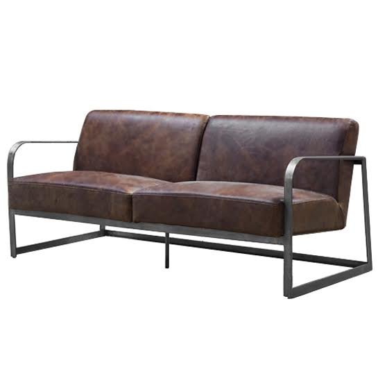 Диван INDIO METAL leather SOFA Коричневый в Саратове | Loft Concept 