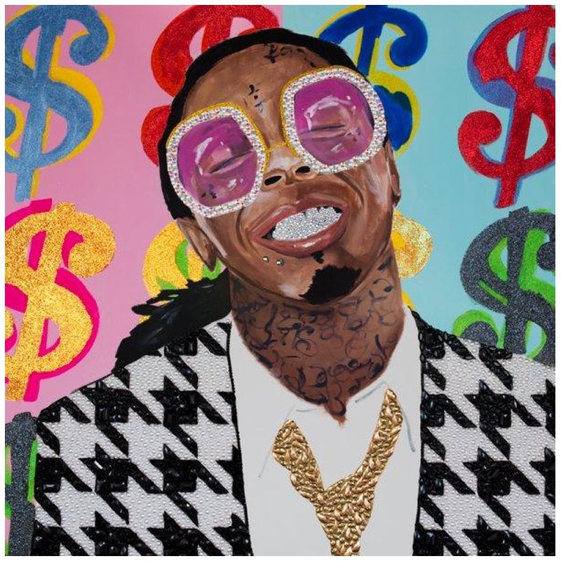 Картина Lil Wayne with Money Background, And Houndstooth Jacket Мульти в Саратове | Loft Concept 