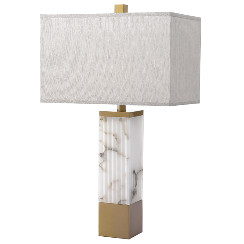 Настольная лампа Blanchefleur Marble Table Lamp Белый Мрамор Bianco Серый Латунь в Саратове | Loft Concept 