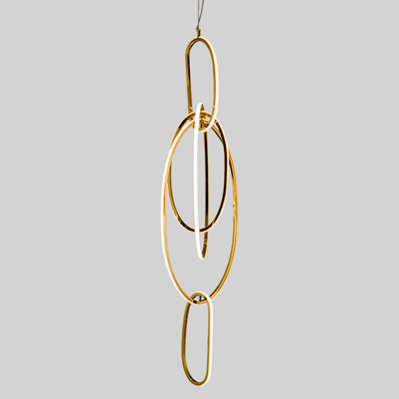 Люстра Vertical Gold Oval Rings Chandelier Золотой в Саратове | Loft Concept 